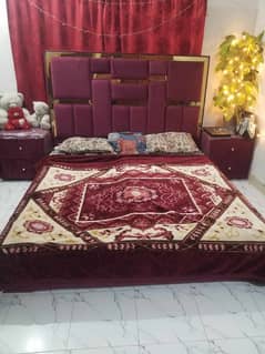 Pure Wooden Bed King Size along with 2 Side table
