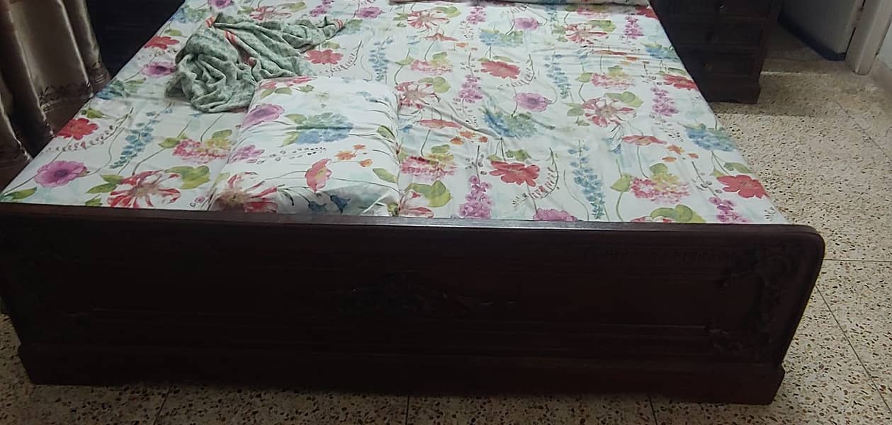 Good condition Double bed with Matress and Side Tables. 2
