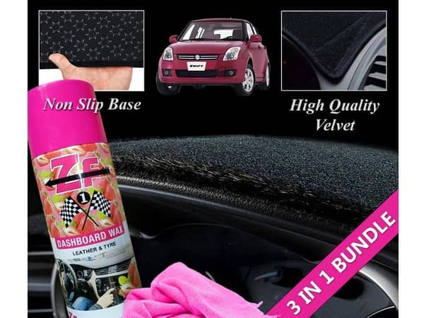 Suzuki Swift 2010-2021 Dashboard Cover, Polish, and Microfiber Cloth - 3 Piece Set