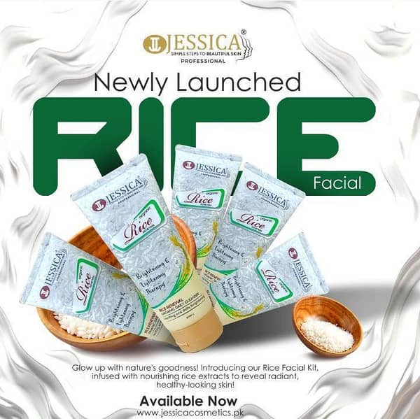 Jessica Rice Facial Kit - 200ml Tubes (Cleanser, Scrub, Massage Cream, Wash-Off Mask, Skin Polish)