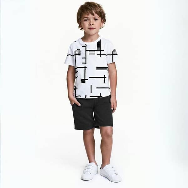 Ruku Garments Kids' Summer Tees and Shorts Set with Allover Print Design