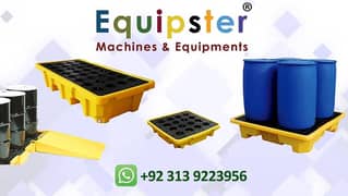 plastic spill pallet for drums, drum pallet, spill pallets, drain pall
