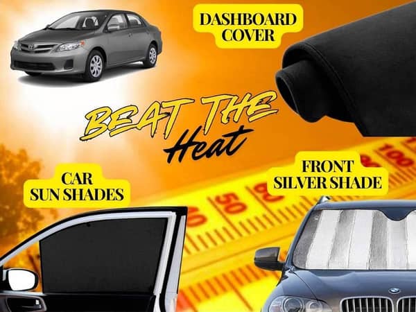 Summer Package for Corolla 2009-2013: Dashboard Cover and Foldable Sun Shades with Front Silver Shade