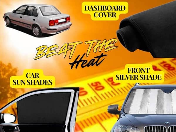 Suzuki Margalla Summer Kit: Foldable Sun Shades, Dashboard Cover, and Front Silver Shade