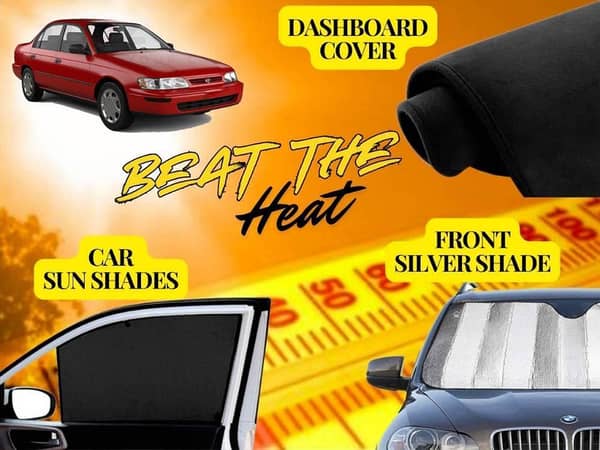 Summer Package for Corolla 1995-2001: Dashboard Cover and Foldable Front Silver Sun Shades