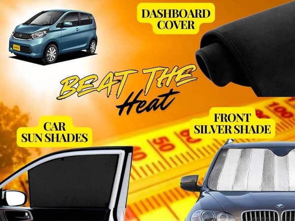 Nissan Dayz 2012-2016 Summer Package: Foldable Sun Shades, Front Silver Shade, and Dashboard Cover