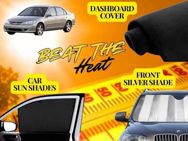 Honda Civic 2002-2006 Summer Package: Dashboard Cover, Foldable Sun Shades, and Front Silver Shade