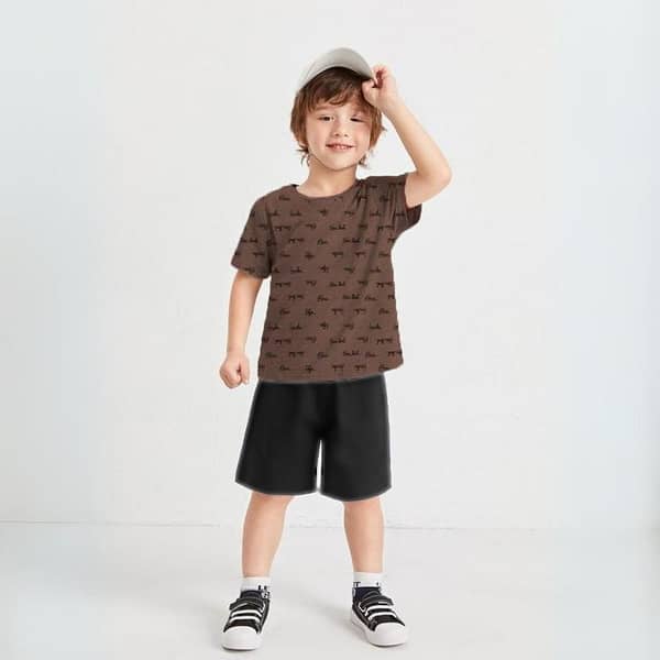 Ruku Garments Kids' Allover Printed Tees and Shorts Sets