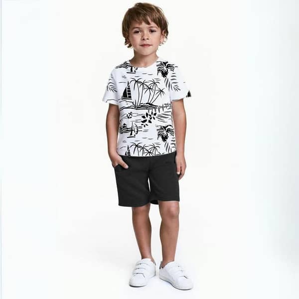 Ruku Garments Kids' Allover Printed Tees and Shorts Sets