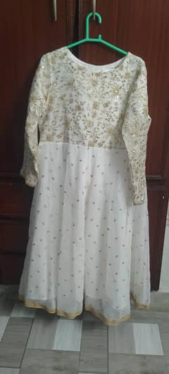 embroided frock with golden embroidery 3peice
