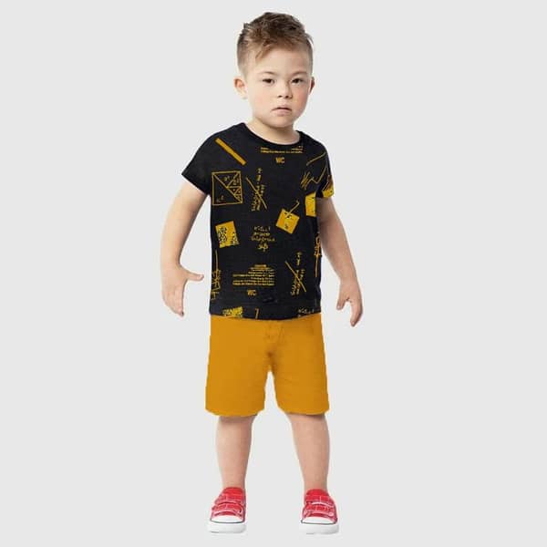 Ruku Garments Kids' Allover Printed Tees and Shorts Sets