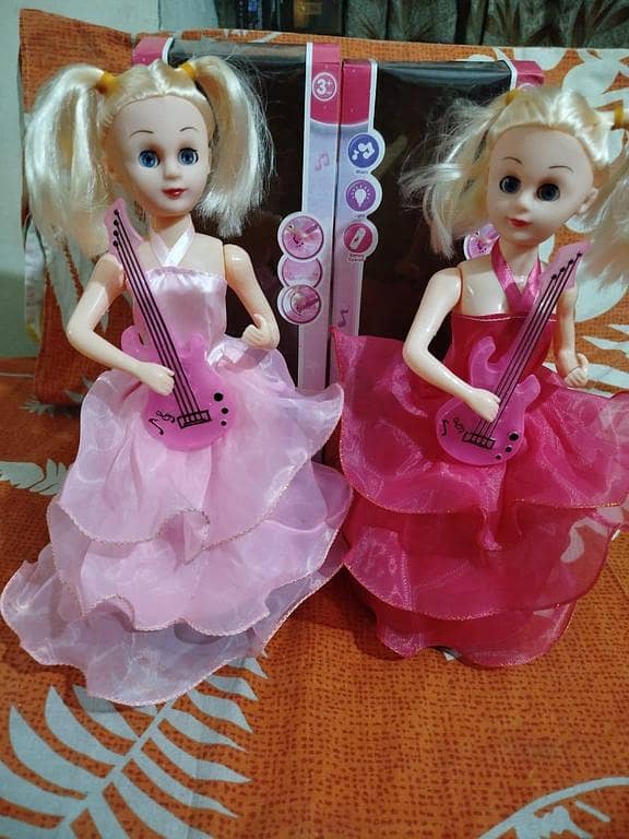 Fashion Doll Toy with 360 Degree Rotation, Music, Sound, and Light - Quality Doll with Guitar for Kids' Gifts