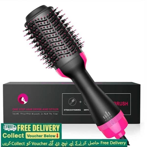 3 in 1 Hot Air Brush by [Brand]: Hair Straightener, Dryer, and Volumizer with Comb and Curler, Negative Ion Ceramic Electric Rotating Brush
