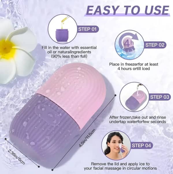 Silicone Ice Facial Roller for Cryotherapy - Reusable Massager for Skin Tightening, Collagen Boosting, and Reducing Eye Puffiness