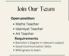 Teachers required in well known school and college in adiala road