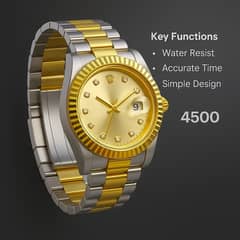 Luxury Two-Tone Men’s Wristwatch – Gold & Silver Dial | Premium Qualit