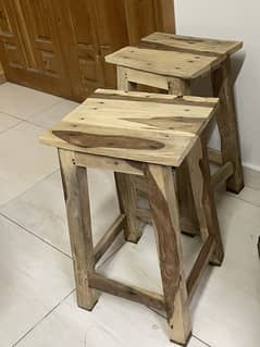 2 wooden stools
