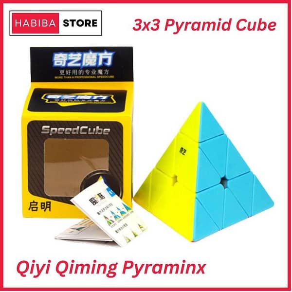 Qiyi Qiming 3x3 Pyramid Cube - Stickerless Design, Smooth Turning, and Fast Speed for Educational Puzzles and Magic Tricks