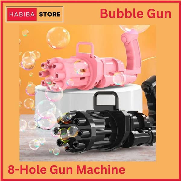 Gatling Bubble Gun Machine - 8-36 Hole Automatic Bubble Shooter for Kids with Bubble Liquid - Random Assorted Colors