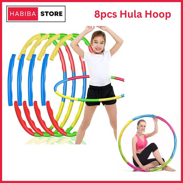 Adjustable Hula Hoop for Weight Loss and Fitness - Suitable for Adults and Kids, 8 Pieces