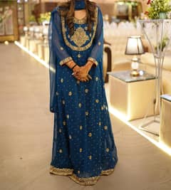 blue heavy embroidered maxi