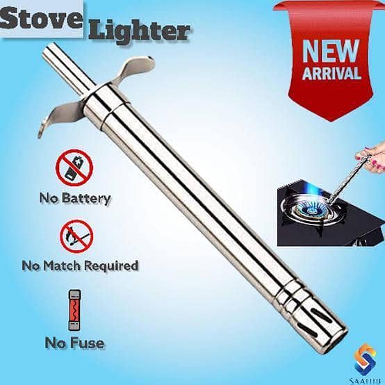 Stainless Steel Kitchen Gas Stove Lighter - No Refills, Batteries, or Cells Required - Durable and Easy to Use