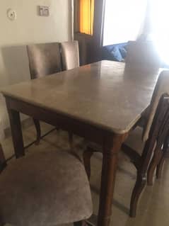 6 seater dining table marble top with chairs