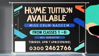Home/Online Tuition - Grade 1 to 8, All Subjects With Affordable Rate