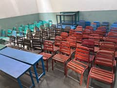 school chairs and table