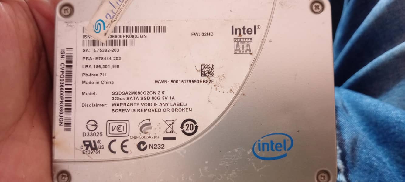 Intel 80GB SSD (Model SSDSA2M080G2GN) – Used, Fair Condition 0