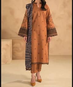 3 pieces women unstitched Embroded suit