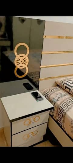 Bed two side tables, 3 door Wardrope, Dressing table