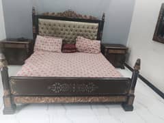 Bed with side tables and mirror mattress not included