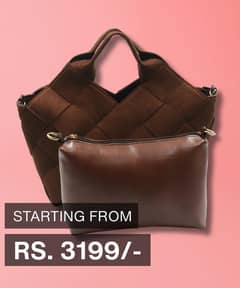 crossbody bag women's handbag suede handbag leather pouch 2 pc bag