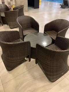 4 seater rattan dining set/UPVC Chair/restaurant furniture/lawn chair