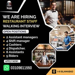 Restaurant Staff - GRO - Cashier - Male & Female Jobs