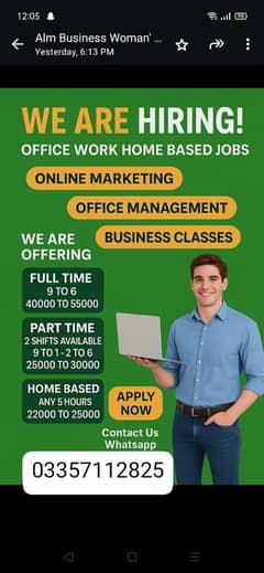 Three types of staff required for online and office work.