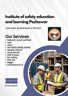 We’re providing all safety courses NEBOSH IOSH OSHA etc