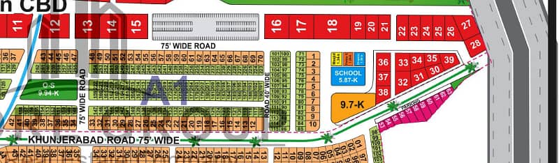 1 Kanal Plot on 100ft Road in A1 Block 0