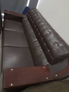 6 Seater Leather Brown Sofa