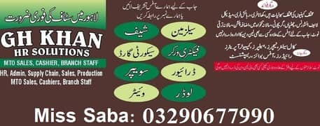 Staff Required in Lahore