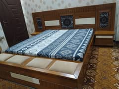 King Size Bed Set with Side Tables & Built-in Storage Drawers + Lights