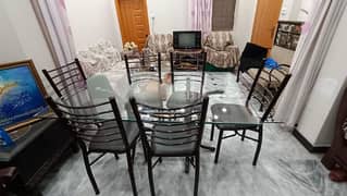 6 chair iron dining table