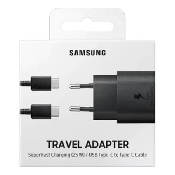 Samsung 25W Original Charger with Type-C to Type-C Cable - Fast Mobile Charging for Galaxy S21, S20, Note 20 Ultra, and Note 10