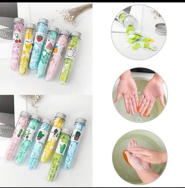 Paper Soap Random Color Mini Disposable Washing Hand Travel Soap Body Washing Bath Test Tube Confetti Foaming Flower Travel Soap Paper Washing Hand Scented Slice Sheets Portable Mini Paper Soap
