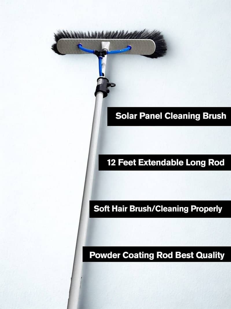 Solar Panel Cleaning Brush with Water System – Auto Adjustable Rod 1