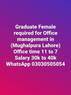 PLEASE ONLY WHATSAPP CV 03030505054 [Office Jobs in Mughalpura lahore]