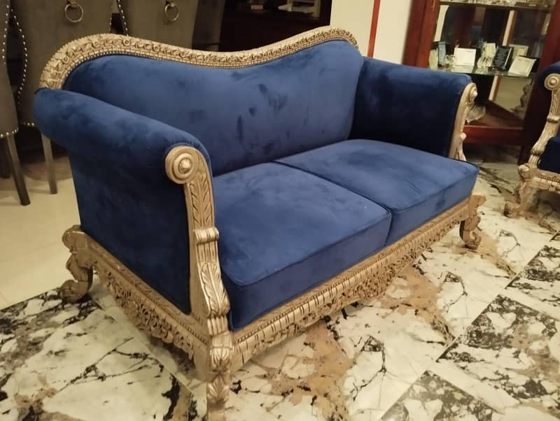 Sheesham 7 Seater Sofa Set with 3 Tables 2