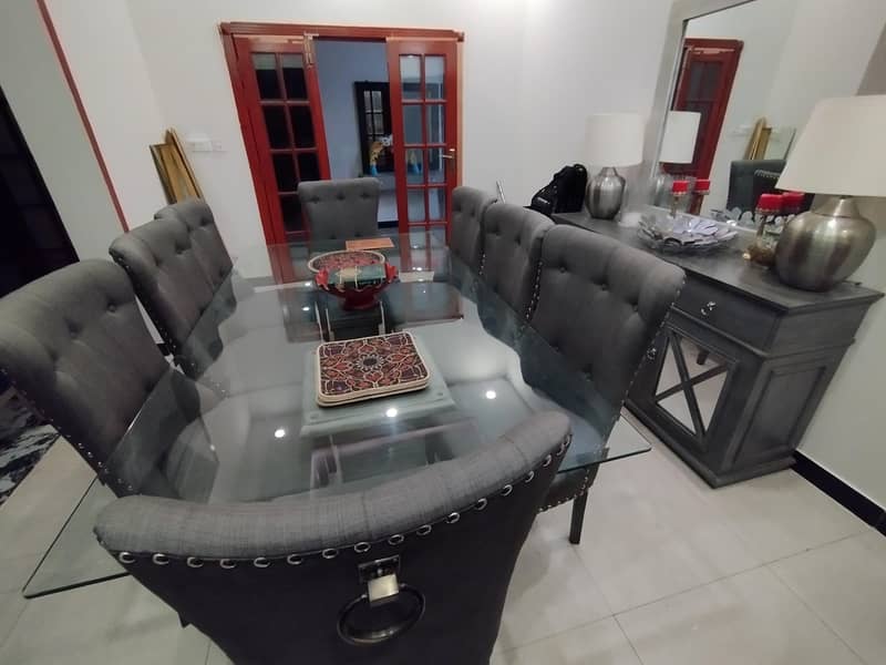 Modern 8 Seater Dining Set with Side Console 1