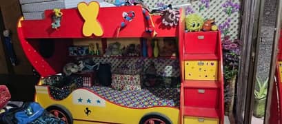 Triple Bunk Car Bed for Kids